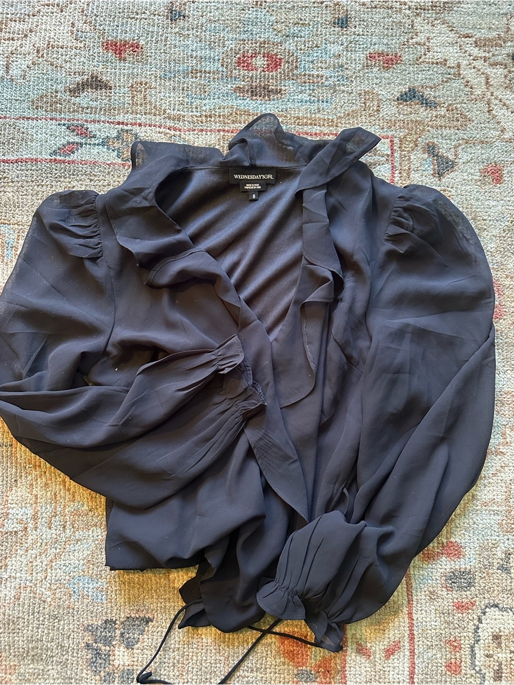 ASOS Black Ruffle V-Neck Blouse